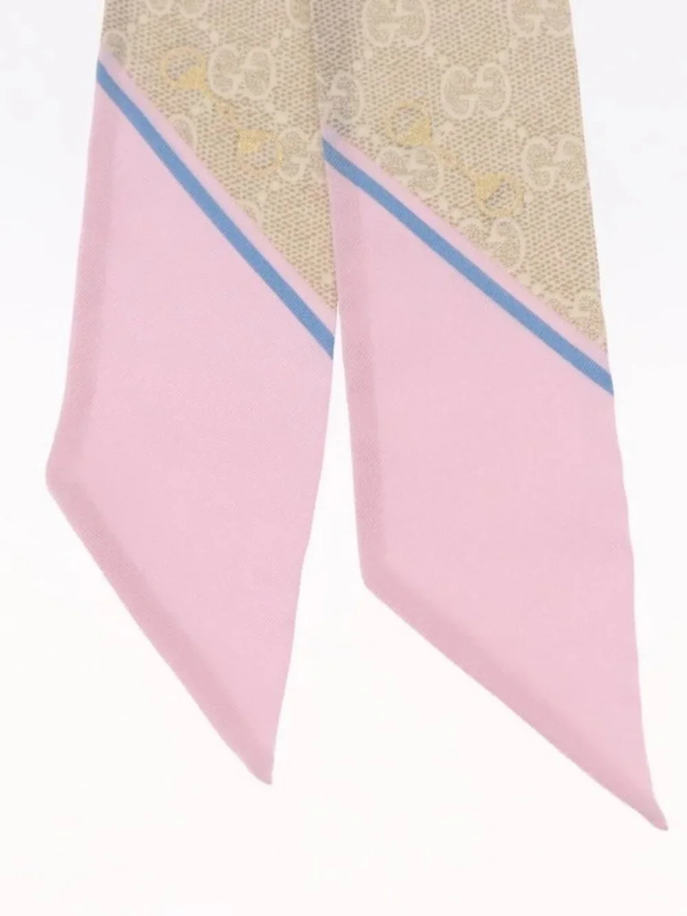 GUCCI Scarf Silk Old GUCCI Beige Pink 663719 Auth 148546M